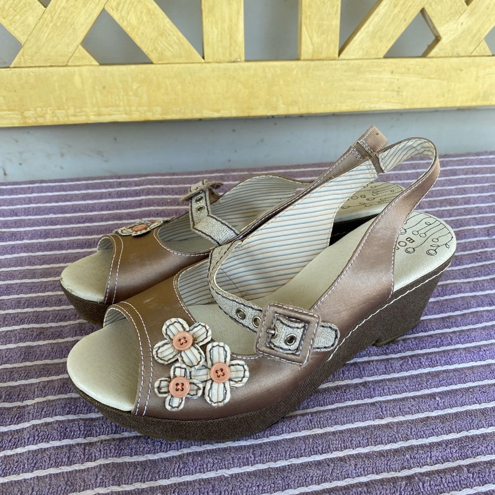Women's Bobbi BluBronze Floral Slingback Wedge Sandals